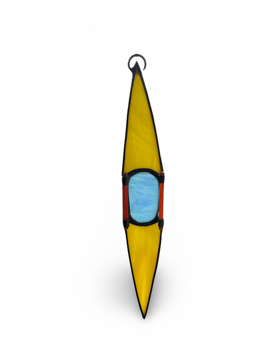 Stained Glass Kayak - Large - Yellow and Light Blue