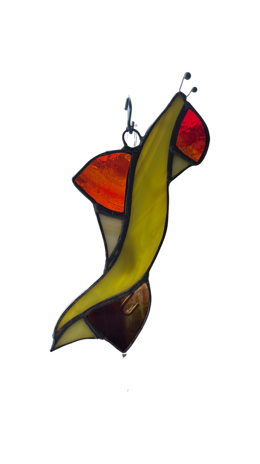 Stained Glass Banana Slug on Shrooms