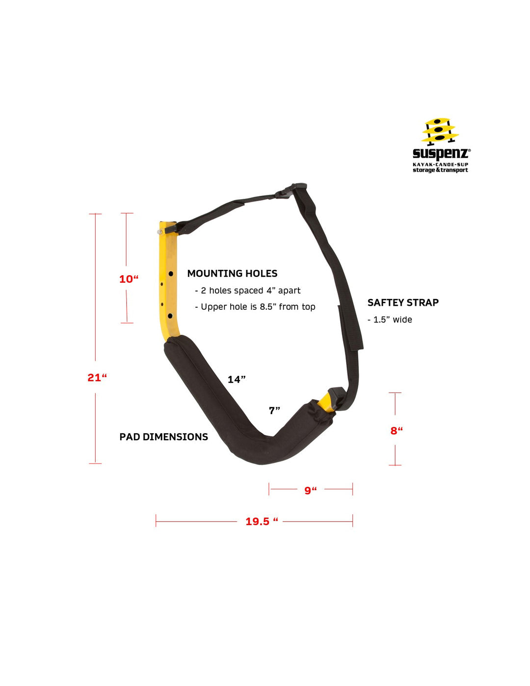 Suspenz - EZ Kayak Rack - Safety Yellow